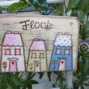 Shabby Chic Türschild aus Holz mit Namen Bild 1