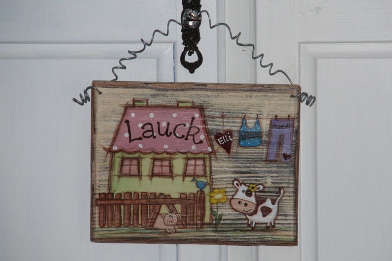 Shabby Chic wooden door sign with name image 1