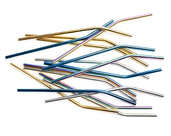 10 Bulk Curved Metal Straws