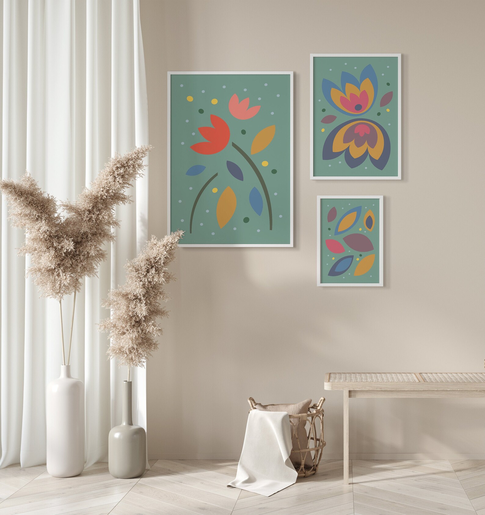 Gallery Wall Flower Abstract Floral Prints Modern Flower Art | Etsy