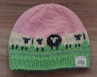Sheep cap Head circumference approx. 40-42 cm, hand knitted with sewn-in fleece insert / hat sheep / children's hat / baby hat