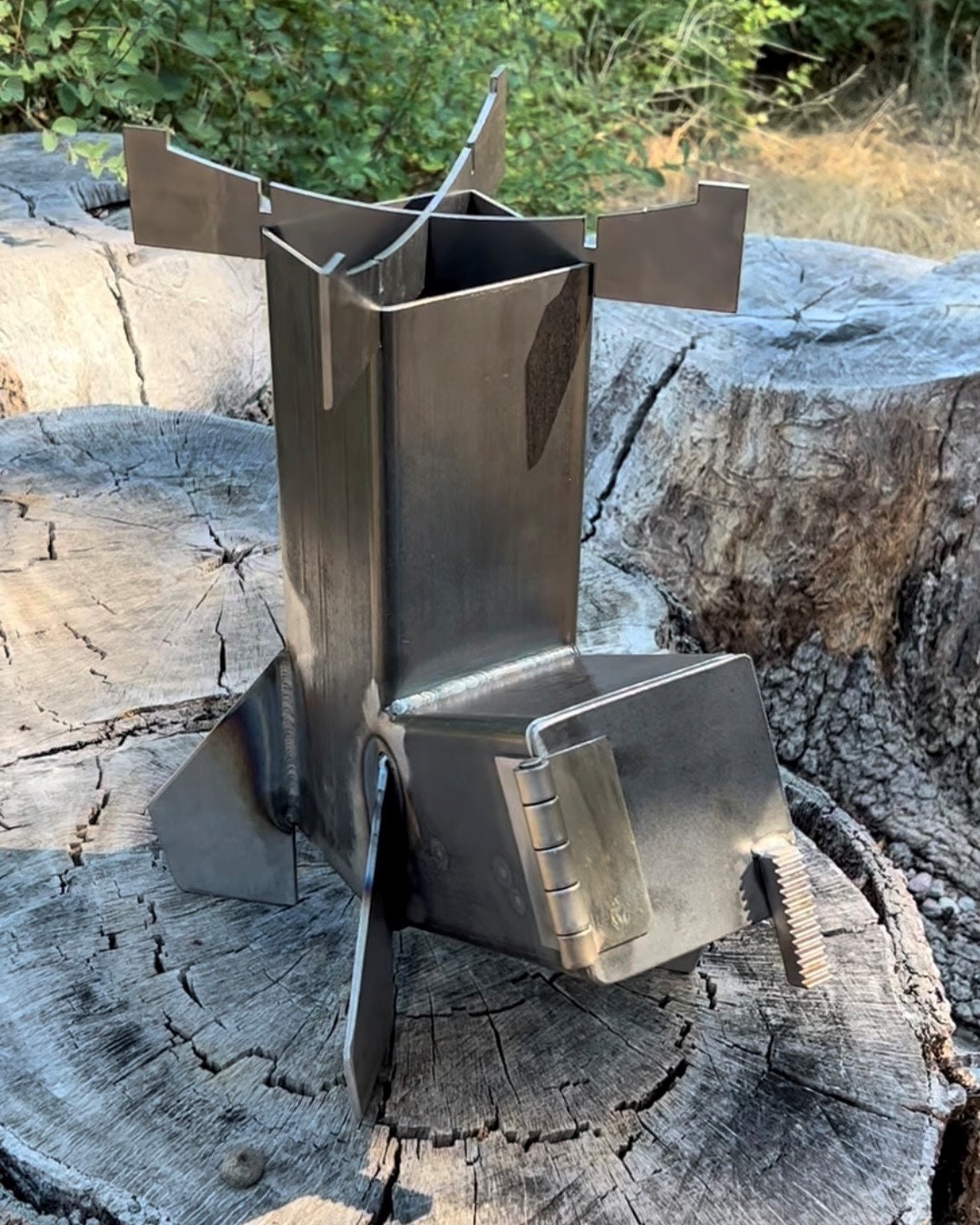 Spitfire BBQ Grill Set for Patrol Rocket Stove, Grill with cast Iron Rack,  Unique Barbecue Grill Set, Ultimate Outdoor Camping Backpacking Cooking