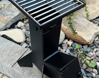 ROCKET STOVE grill bbq fire pit cooker space heater camping outdoors