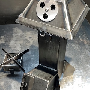 ROCKET STOVE grill bbq fire pit cooker space heater camping outdoors w/lid