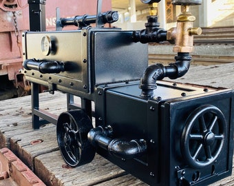 Steampunk Locomotive Mini Smoker, Offset Smoker, Grill, Cooker