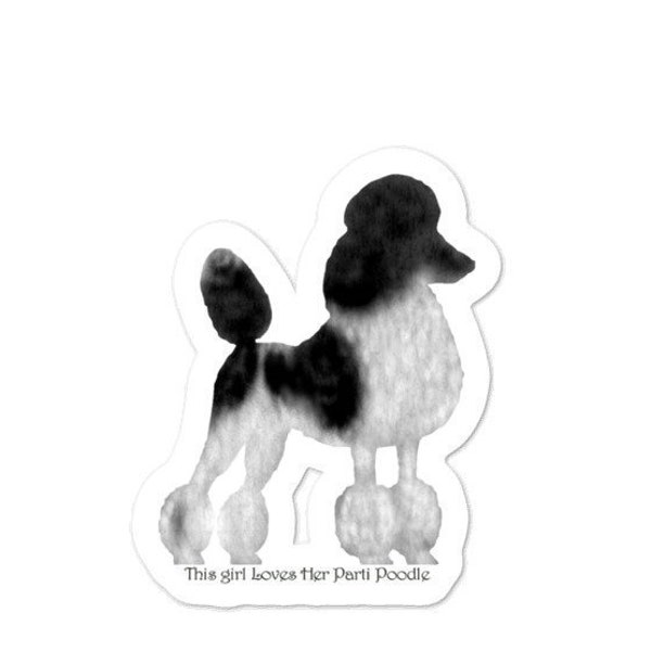 poodle decal, two poodle stickers, vinyl poodle sticker, kiss cut sticker parti poodle,