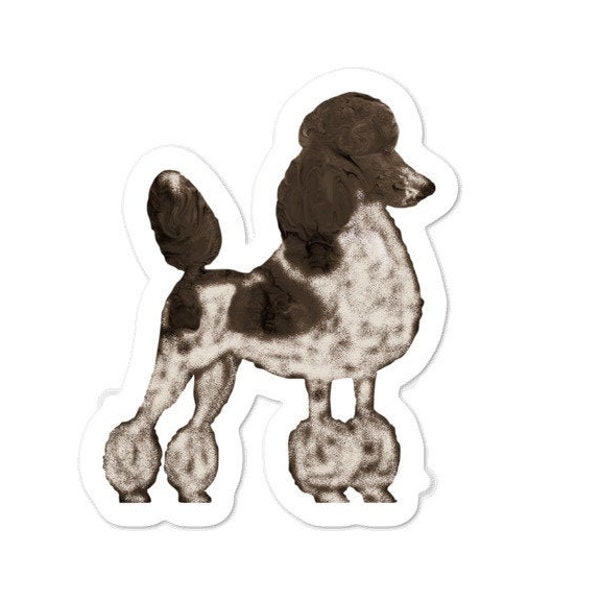 poodle decal, two poodle stickers, vinyl poodle sticker, kiss cut sticker parti poodle,