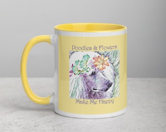 Poodle mug, standard poodle, gift, birthday gift, dog lovers mug, poodle lovers, white poodle,