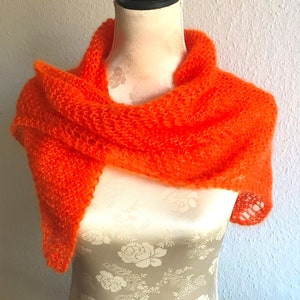 Scarf, shoulder scarf, cuddly scarf, triangular scarf, stole, hand-knitted, mohair/silk, warming
