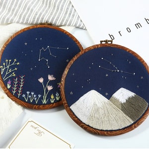 Embroidery Kit Beginner -Embroidery Hoop Art -Hand Embroidery Art -Modern Embroidery DIY Kit -Embroidery Zodiac Constellation Pattern