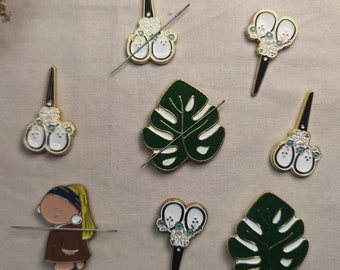 Plant Enamel Needle Minder,Needle Pendant,Nature,Needle Nanny,Keeper,Cover Minder, Magnetic needle minder,embroidery accessory,cross stitch,