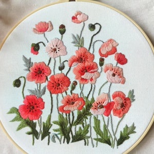 Floral Beginner Embroidery Kit-Diy Craft-Modern Flower Plant Hand Embroidery Full Kit-DIY Floral Needlepoint Hoop Wall Art Kit-Gifts for her