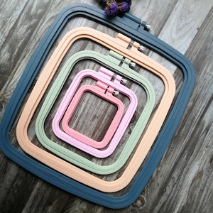 Square Coloured Embroidery Hoop, Plastic Colourful Embroidery Hoop,Cross Stitch Hoops,Punch needle hoop,Sewing Hoop,Needlework hoop Supplies