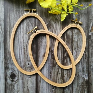 Oval Embroidery Hoop,Stitching Hoop,Display Hoop,Embroidery Frame,Flexi Hoop for Hand Embroidery, Hoop Art, Embroidery Display,Natural color