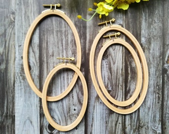 Oval Embroidery Hoop,Circular Hoop,Stitching Hoop,Wooden Hoop,Embroidery Frame,Flexi Hoop for Hand Embroidery, Hoop Art, Embroidery Display