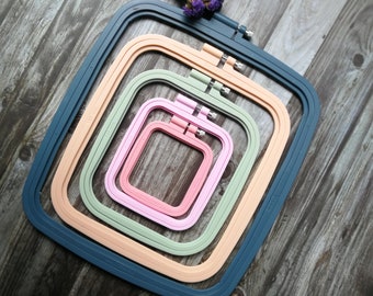 Square Coloured Embroidery Hoop, Plastic Colourful Embroidery Hoop,Cross Stitch Hoops,Punch needle hoop,Sewing Hoop,Needlework hoop Supplies