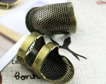 Retro Handworking Sewing Thimble Finger Protector Needlework Metal Brass Sewing Thimble Sewing Tools Accessories  gift for her