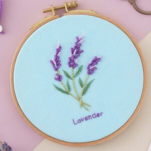 Stick-Kit für Anfänger| Moderne Stickerei Kit mit Muster| Lavendel Stickerei voller Kit mit Nadelspitze Reifen| Diy Handwerk Kit| Geschenk für sie