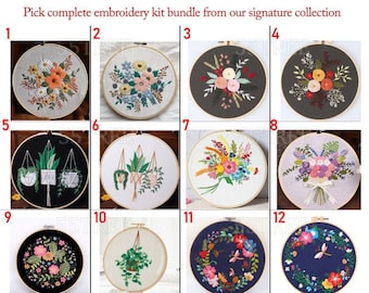 Kies borduurpakket uit onze collectie, handgemaakte bloem borduurwerk design-cadeau voor haar-needlepoint-diy craft kit-verjaardag gift-muur decor