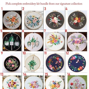 Pick Embroidery kit from our collection,Handmade Flower Embroidery Design-Gift for her-Needlepoint-Diy Craft Kit-Birthday Gift-Wall Decor