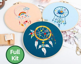 Dream Catcher Embroidery Kit for Beginners, DIY Hand Embroidery Kids Room Decoration Kit, Needlework Starter Kit, Kits DIY embroidery set