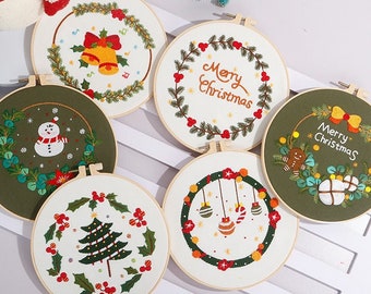 Christmas Ornaments, Embroidery Kit, Beginner Embroidery, Hoop Art, Hand Embroidery, Modern Embroidery, Adult Craft Kit, Christmas Decor
