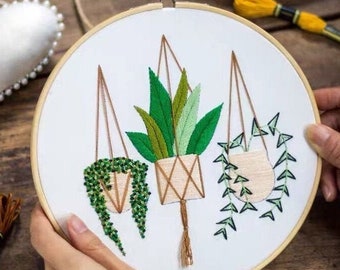 Succulent Embroidery Kit Beginner,Modern Floral Pattern,Embroidery kit plants,Succulent embroidery kit,Diy Kit Embroidery,Diy Kit adult