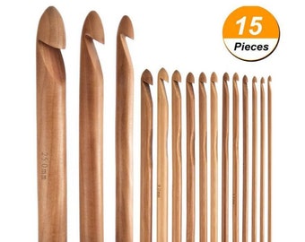 Bamboo wood Crochet Hooks,Household Knitting Tools, Crochet Hooks, Sewing Accessories,Weave Craft,Crocheted Tools, Size 3-25mm Crochet Hooks