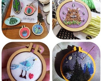 ハンドメイド　刺繍フレーム　刺繍チャーム ミニ木製刺繍枠、ミニ刺繍フレーム、かわいいステッチフープ、ミニ楕円