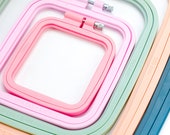 Square Plastic Colourful Embroidery Hoops, Pastel Coloured Embroidery Hoops, Cross Stitch Hoop, Punch needle hoop, Needlework hoop Supplies