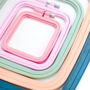 Square Plastic Colourful Embroidery Hoops, Pastel Coloured Embroidery Hoops, Cross Stitch Hoop, Punch needle hoop, Needlework hoop Supplies