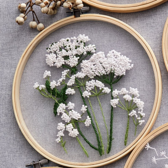 Plants Transparent Embroidery Kit For Beginner Hand Full English Guide