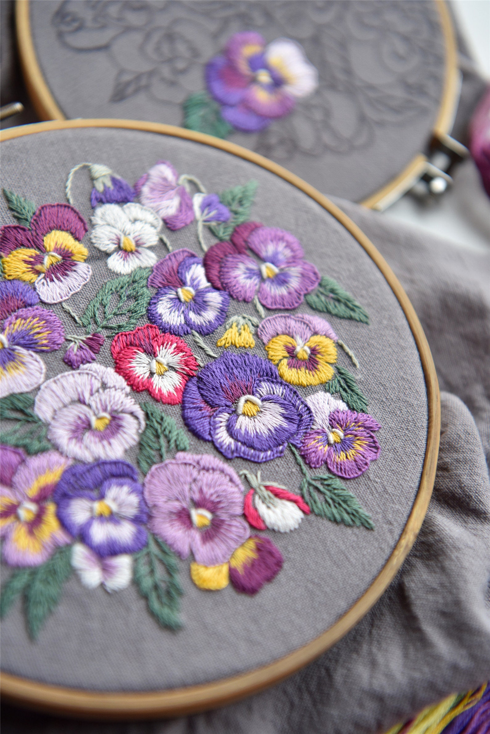 Hand Embroidery Full Kit DIY Needlework Kit Modern Violet Etsy