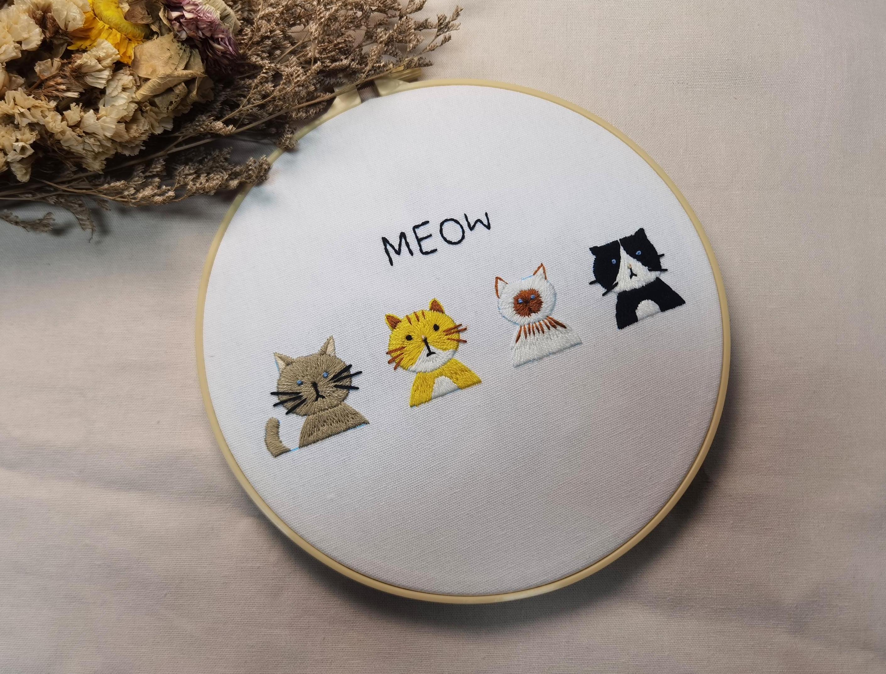 初心者向けいたずら子猫刺繍キット - 猫刺繍キット ニードルポイント
