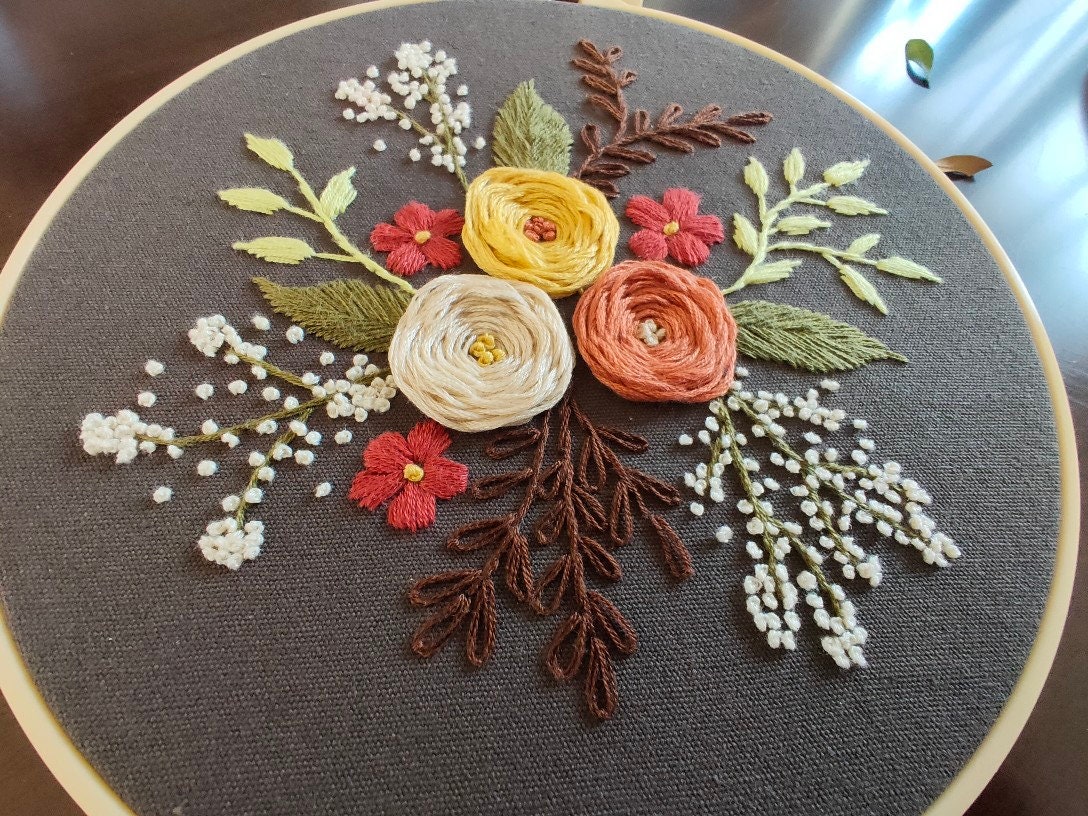 Point De Croix Starter Kit Avec Motif Floral, DIY Cross Stitch Embroidery Pour Adultes Débutants - Kit De Couture à La Main