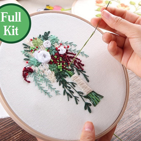 Plants Embroidery Kit For Beginner, modern embroidery pattern, Hand Embroidery Kit, flowers Embroidery Pattern, DIY Embroidery Kit