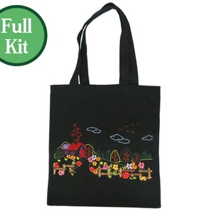 Beginner Embroidery Kit Canvas Bag|Hand Embroidery Kit Canvas Tote Bag|christmas gift,Embroidered Kit,Hoop Art Hand Embroidery Art
