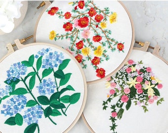 Beginner Embroidery,modern embroidery flowers pattern,Hoop Art Hand Embroidery Art, Modern Embroidery DIY Kit,Embroidery Pattern Beginner