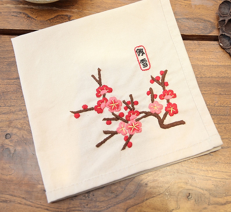 Handkerchief Embroidery Kit For Beginner Modern Embroidery Etsy