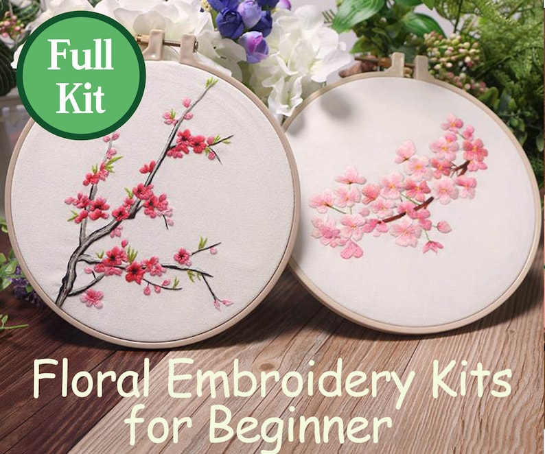 Plants Embroidery Kit Beginnermodern Diy Embroidery Kithand Etsy
