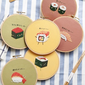 Anfänger Stickerei Kit-DIY Craft Kit Sushi Muster-Handstickerei Full Kit-Stickerei Hoop Wand Kunst Kit-DIY Essen Handarbeiten GeschenkHoop Kunst Bild 3