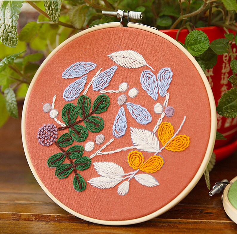 Embroidery Pattern Hand Embroidery Kit DIY Kit Modern Floral Etsy