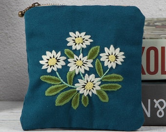 Embroidery Diy Kit,Embroidery Kit Mini Wallet,Hand Embroidery Kit Beginner Coin purse,Embroidery Mini pouch Diy,Hoop Art Hand Embroidery Art