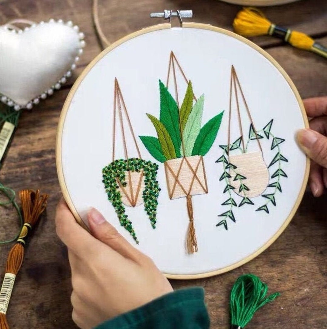Succulent Embroidery Kit Beginner,modern Floral Pattern,embroidery Kit