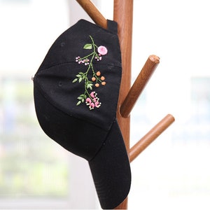 Hand Embroiderey Hat kit, Baseball Cap, Ball Cap, Custom Embroidery Hat, Dad Hat, Flower Embroidery Hat, Floral Dad Hat, Embroider Woman Cap image 8