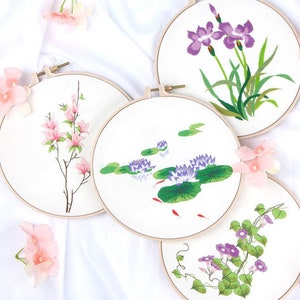 Diy Embroidery Kit Beginner-Modern Flower Bouquet Pattern Hand Embroidery-Diy Floral Embroidery Hoop Wall Art personalized-Gifts for mom