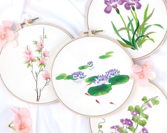 Kit ricamo fai da te Principiante-Moderno bouquet di fiori modello ricamo a mano-ricamo floreale fai da te arte della parete personalizzata-regali per la mamma