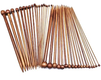 1 lot (18 paires) d'aiguilles à tricoter en bambou de 350 mm de longueur, outils de tissage de bricolage, cadeau de travail manuel, aiguilles à tricoter en bambou de qualité tailles 3 - 10 mm 35 cm