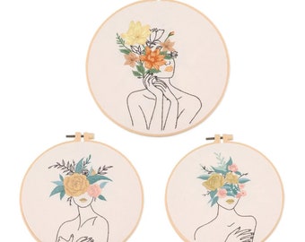 Feminist Embroidery Full Kit,Line Art Girls Hoop Art,Beginner Embroidery Kit,Modern Embroidery,Stitching Gift,Lady Part's embroidery kit