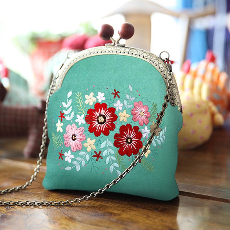 Diy Embroidery Kit Beginnerbuckle Coin Purse Embroidery Etsy